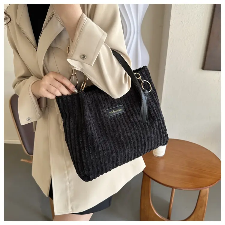 Korean Style Thick Corduroy Shoulder Bag Large Capacity — feature 18