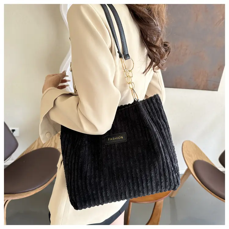 Korean Style Thick Corduroy Shoulder Bag Large Capacity — feature 19