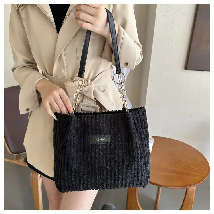 Korean Style Thick Corduroy Shoulder Bag Large Capacity — feature 20
