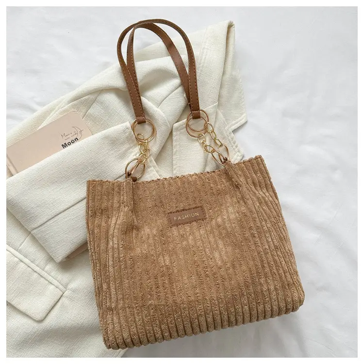 Korean Style Thick Corduroy Shoulder Bag Large Capacity — feature 22