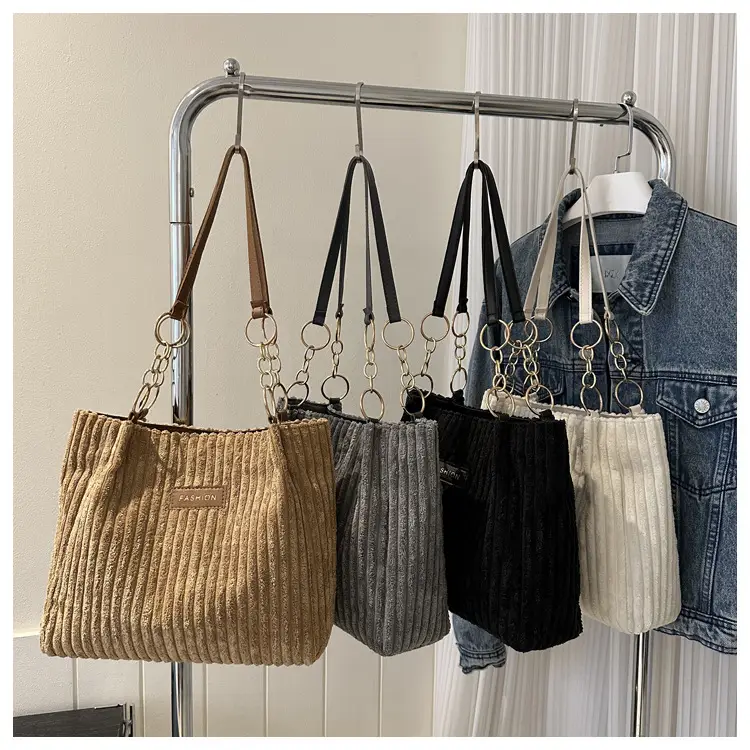 Korean Style Thick Corduroy Shoulder Bag Large Capacity — feature 25