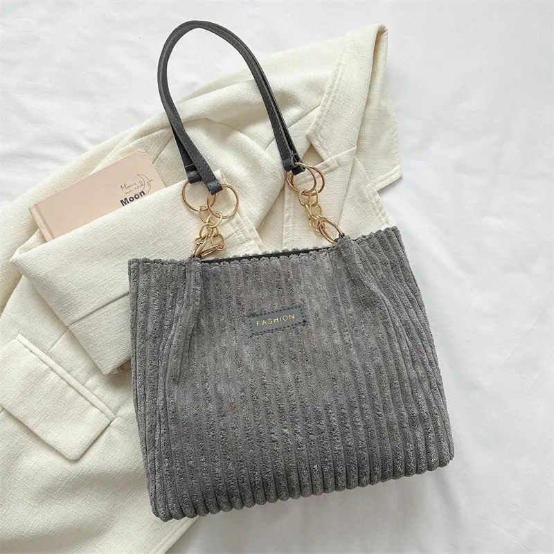 Korean Style Thick Corduroy Shoulder Bag Large Capacity - Image 2