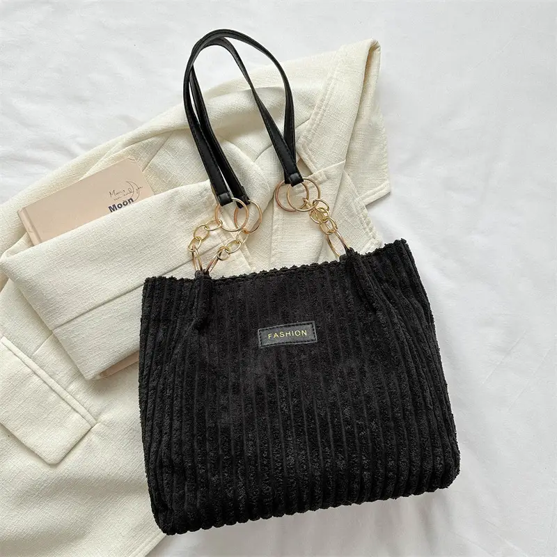 Korean Style Thick Corduroy Shoulder Bag Large Capacity - Image 3