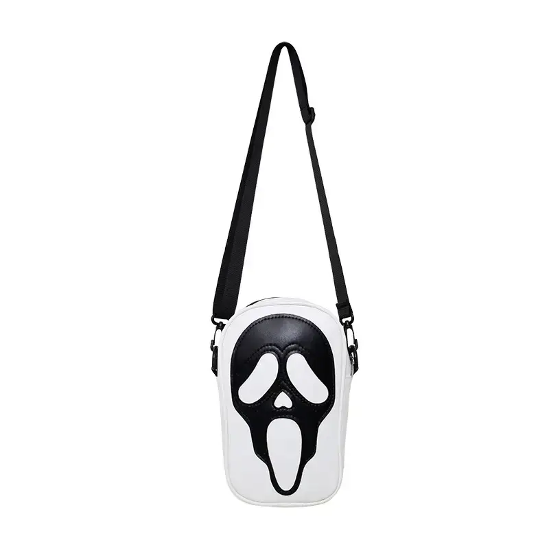 Korean Style Skull Embroidery Shoulder Bag Black - Image 7