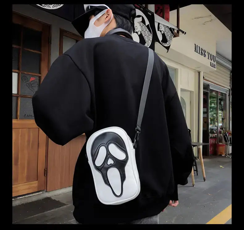 Korean Style Skull Embroidery Shoulder Bag Black — feature 20