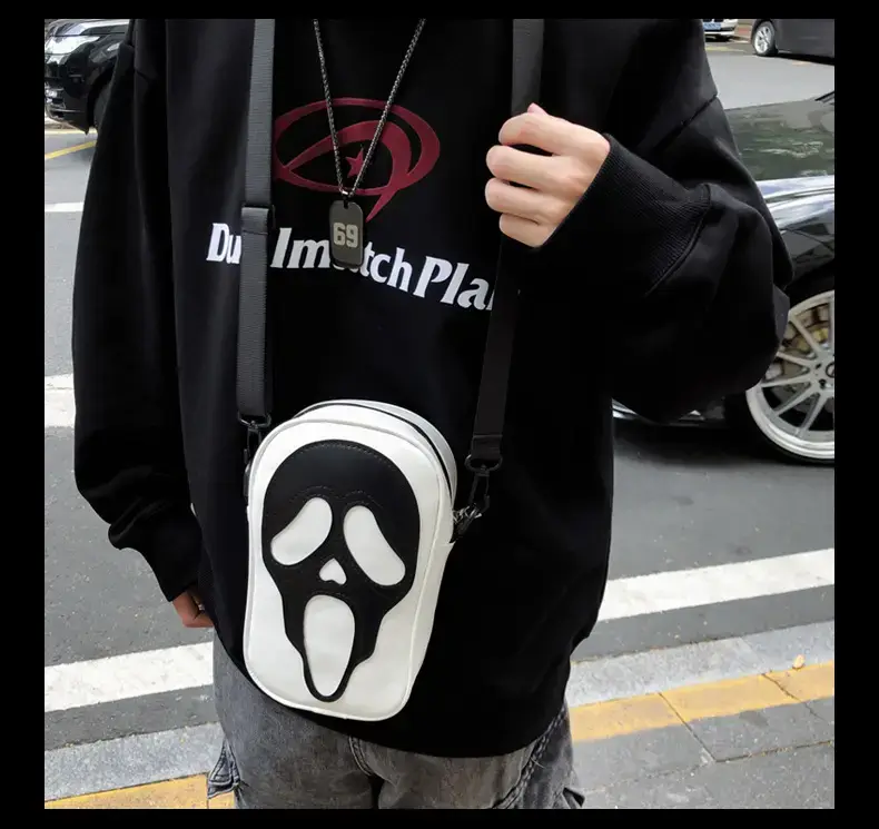 Korean Style Skull Embroidery Shoulder Bag Black — feature 21