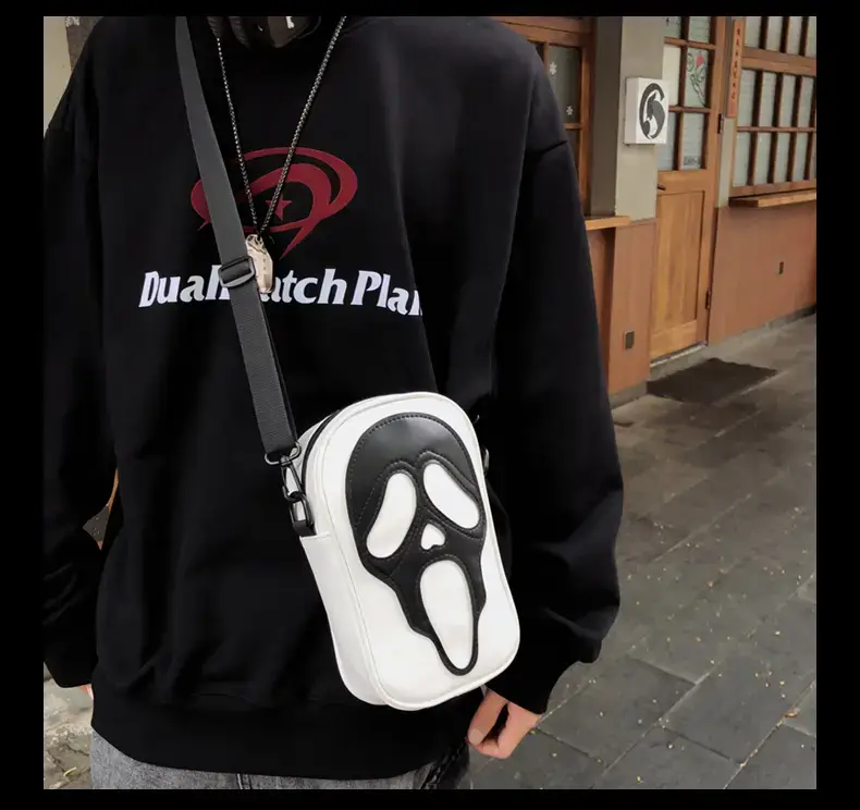 Korean Style Skull Embroidery Shoulder Bag Black — feature 22