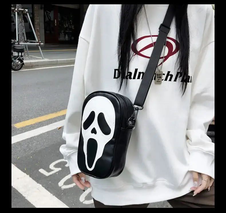 Korean Style Skull Embroidery Shoulder Bag Black — feature 25