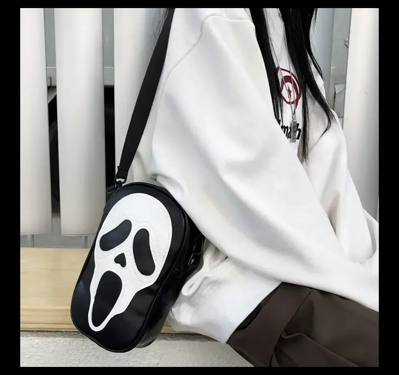 Korean Style Skull Embroidery Shoulder Bag Black — feature 26