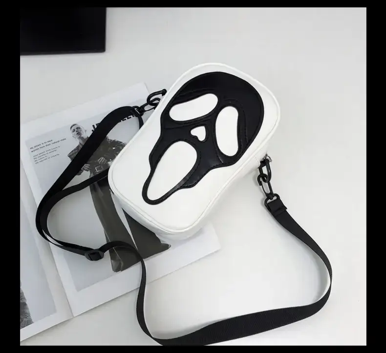 Korean Style Skull Embroidery Shoulder Bag Black — feature 5