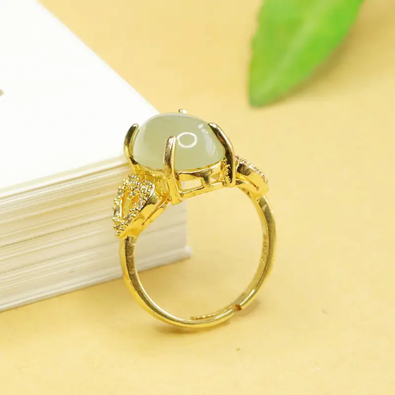 Aiyu Jade Heart Ring with Crystal Set - Image 4