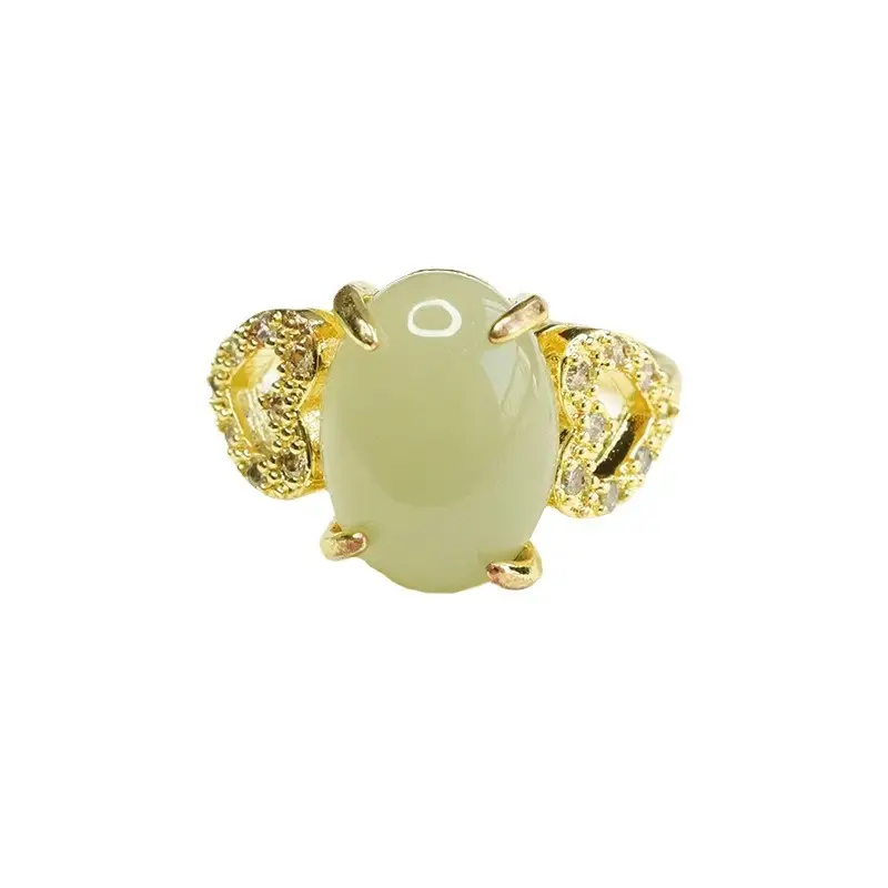 Aiyu Jade Heart Ring with Crystal Set - Image 5