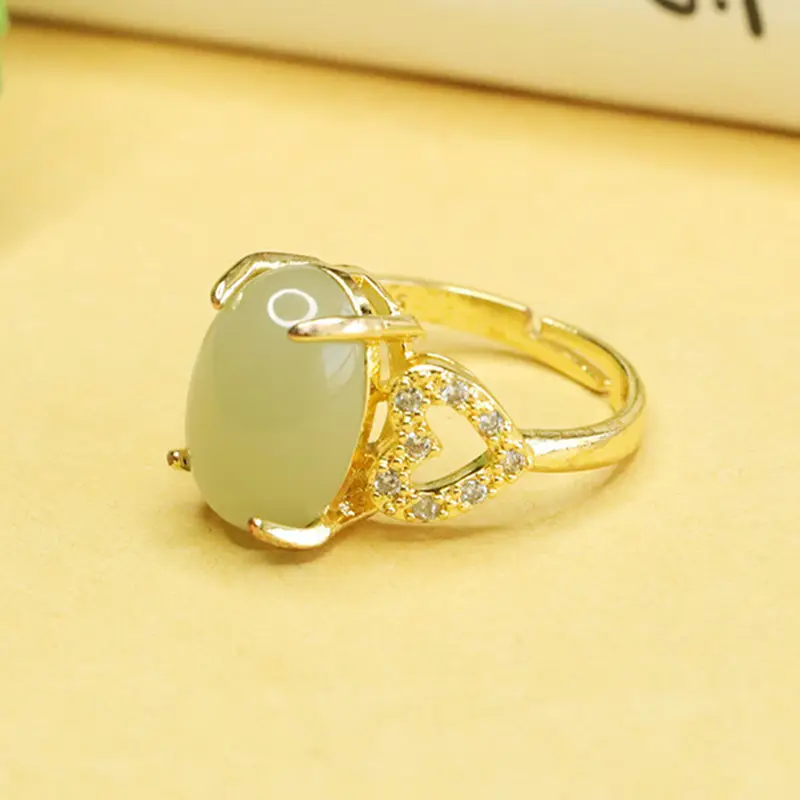 Aiyu Jade Heart Ring with Crystal Set — feature 11