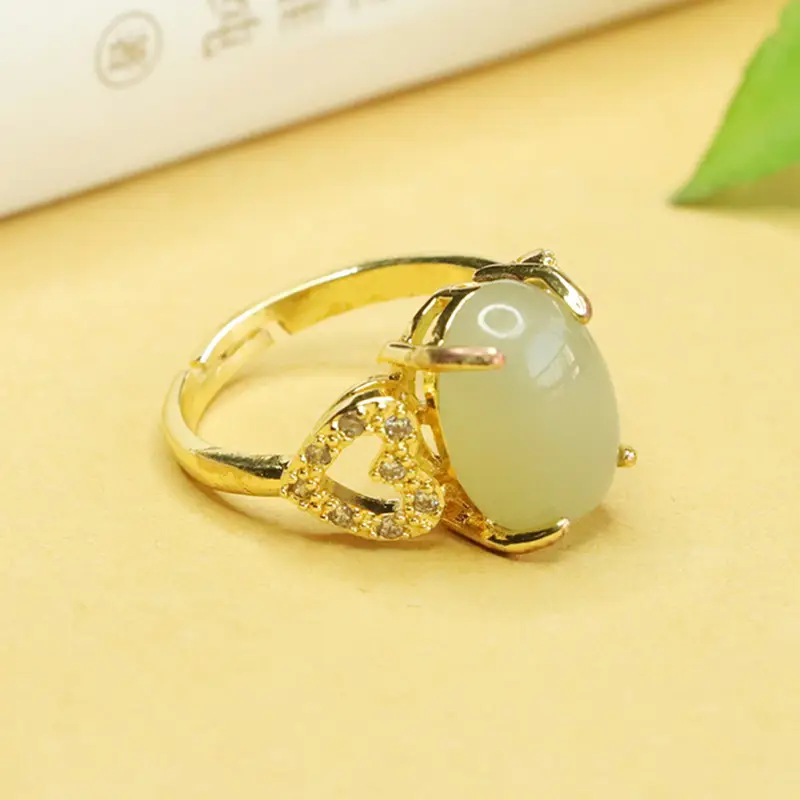 Aiyu Jade Heart Ring with Crystal Set — feature 9