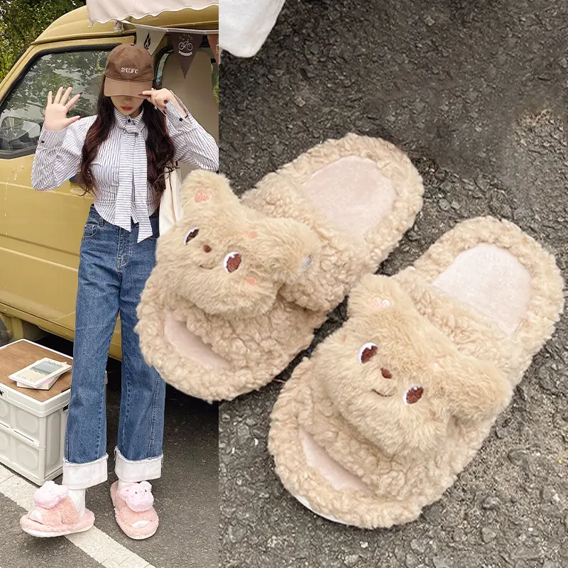 2025 Cartoon Lamb Wool Cotton Slippers Non-Slip Winter - Image 12