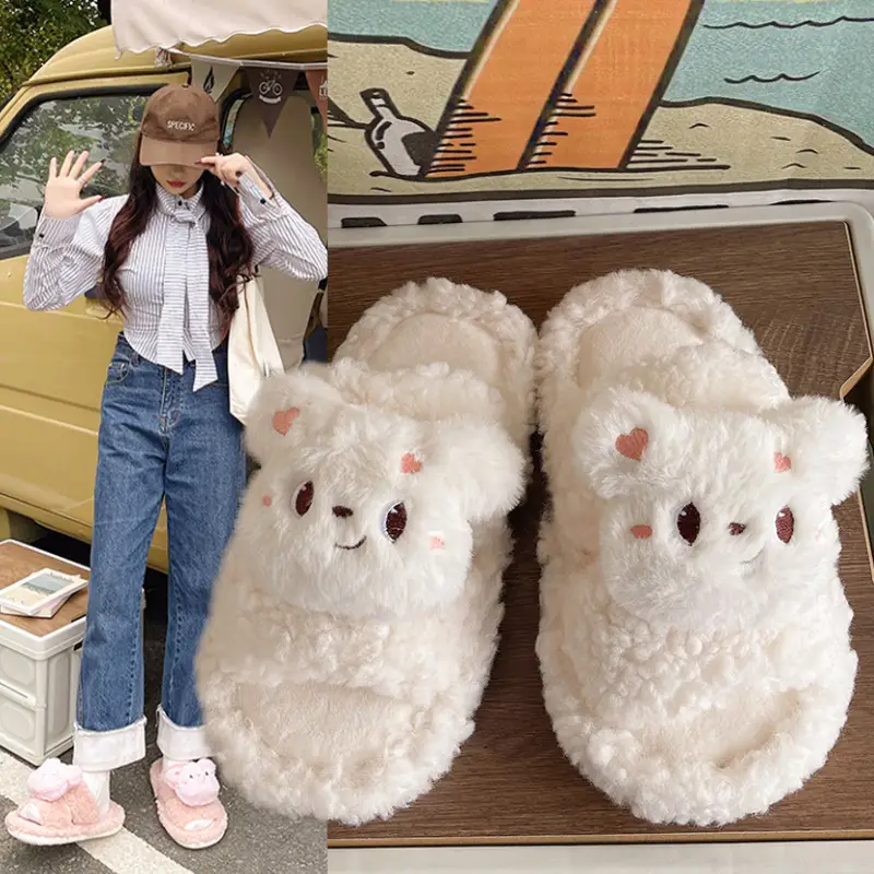2025 Cartoon Lamb Wool Cotton Slippers Non-Slip Winter - Image 13