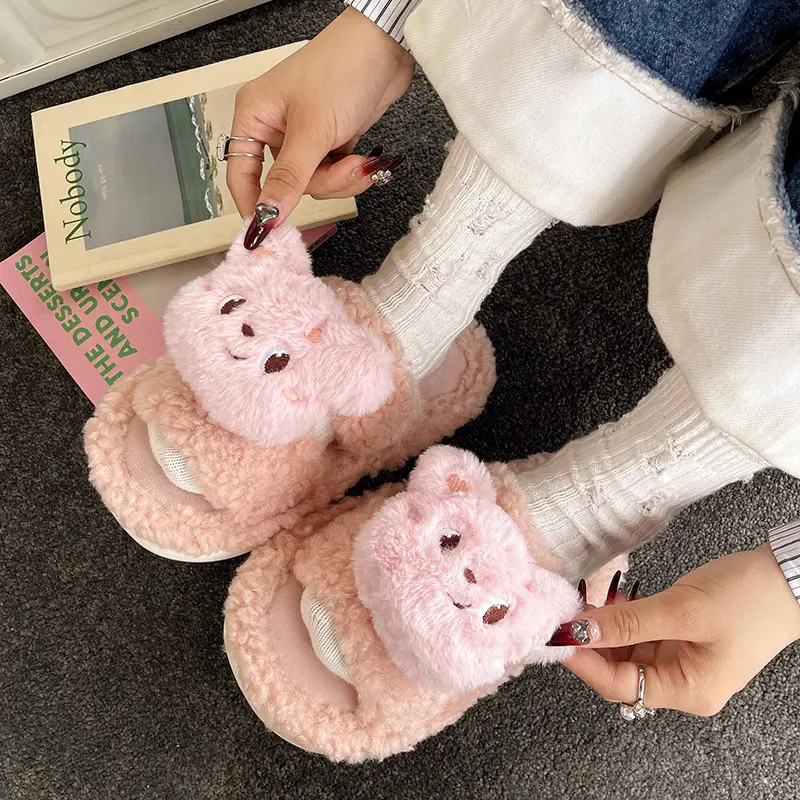 2025 Cartoon Lamb Wool Cotton Slippers Non-Slip Winter - Image 14