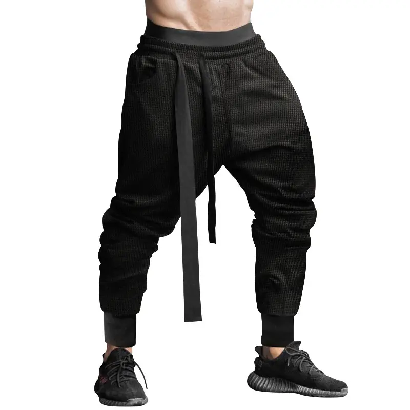 Men Beige Hip Hop Pants Ankle Tied - Image 9
