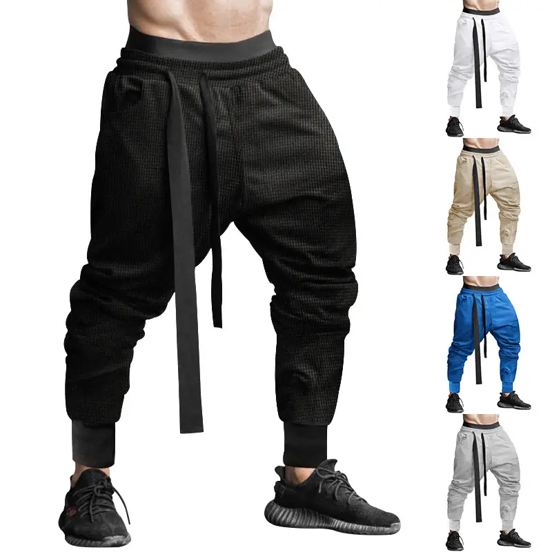 Men Beige Hip Hop Pants Ankle Tied — feature 12