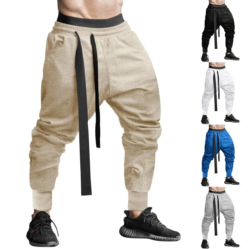 Men Beige Hip Hop Pants Ankle Tied — feature 17
