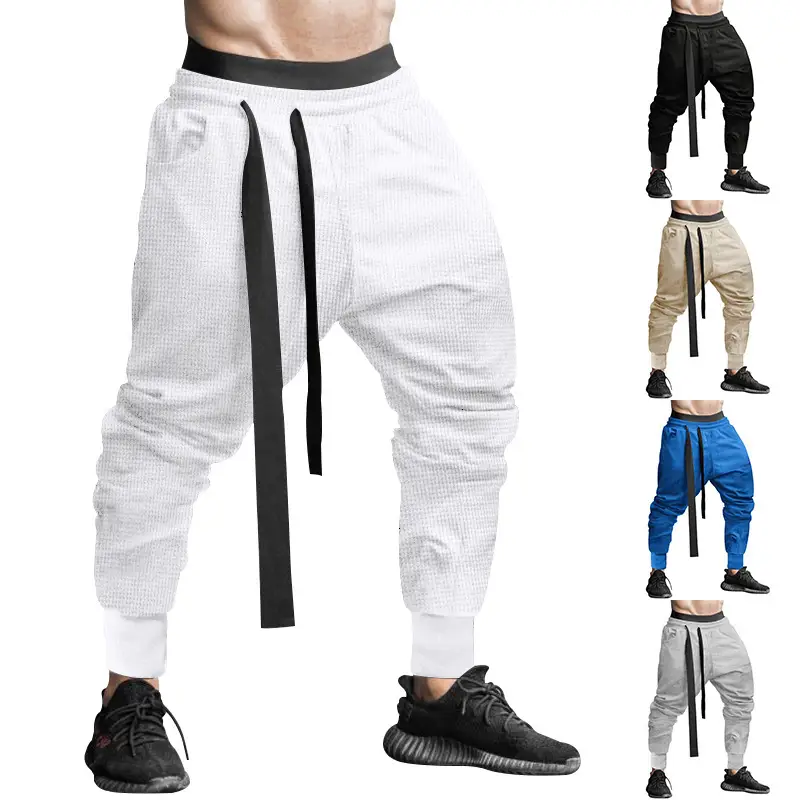 Men Beige Hip Hop Pants Ankle Tied — feature 2