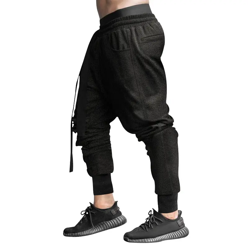 Men Beige Hip Hop Pants Ankle Tied - Image 2