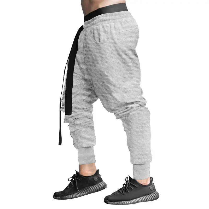 Men Beige Hip Hop Pants Ankle Tied - Image 4