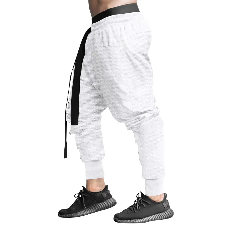 Men Beige Hip Hop Pants Ankle Tied - Image 5