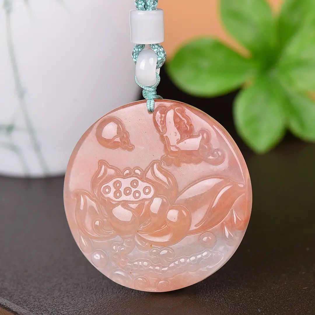 Jade Flower Pendant Gold Plated Necklace - Image 4