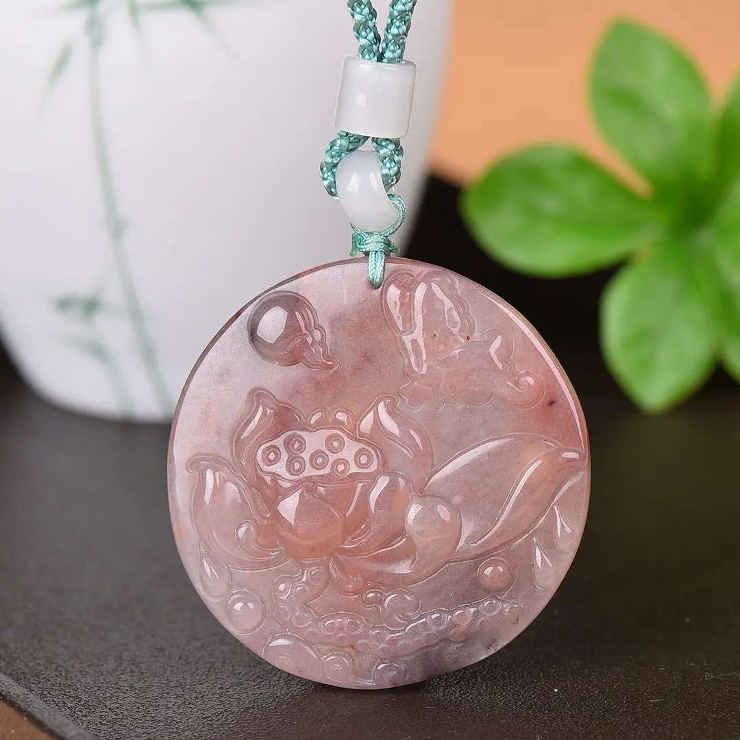 Jade Flower Pendant Gold Plated Necklace - Image 5
