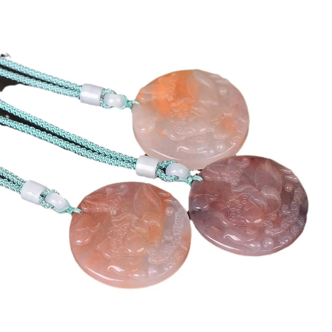 Jade Flower Pendant Gold Plated Necklace - Image 6