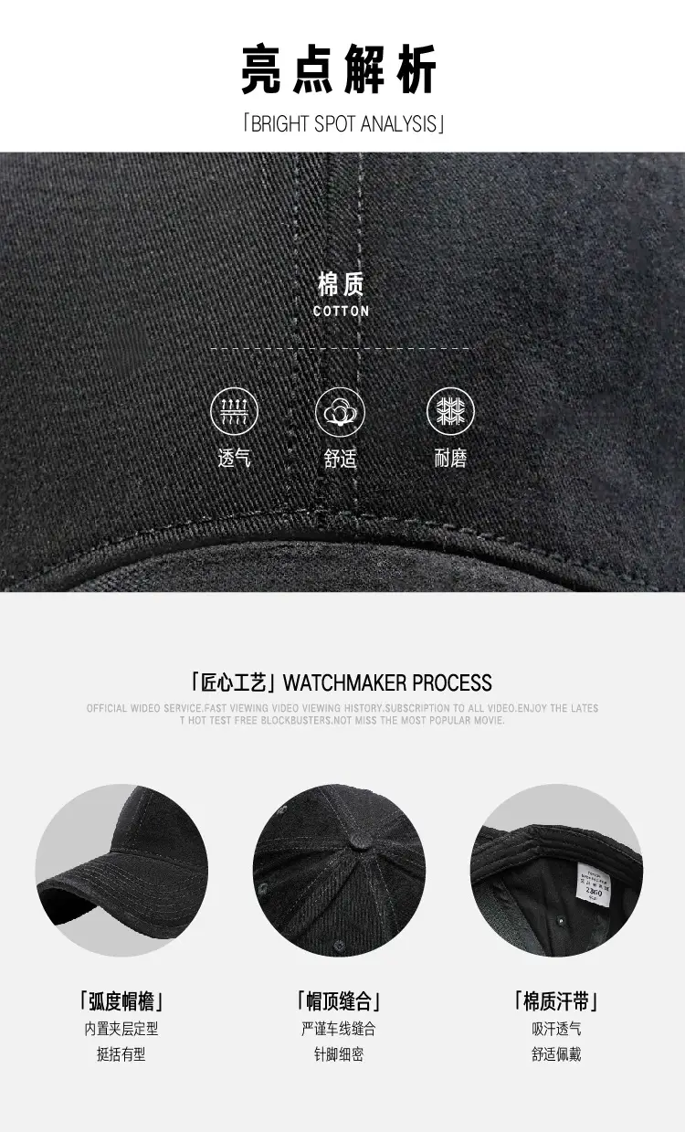 Dark Blue Cotton Baseball Cap with Adjustable Strap — feature 7