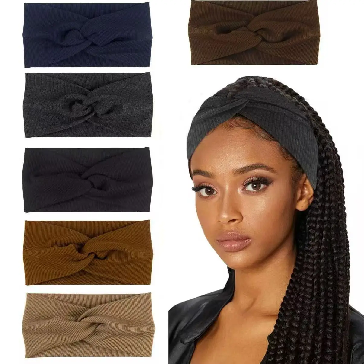 White Cross-Elastic Headband for Sports Yoga