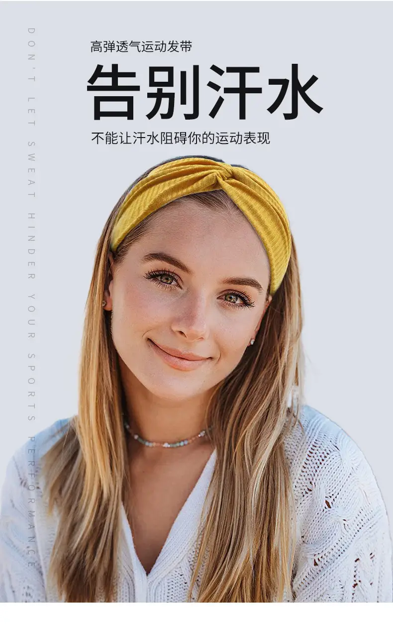 White Cross-Elastic Headband for Sports Yoga — feature 2