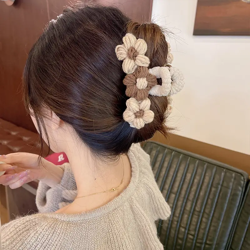 Woven Wool Hair Clips for Women Autumn Winter Large - Image 7
