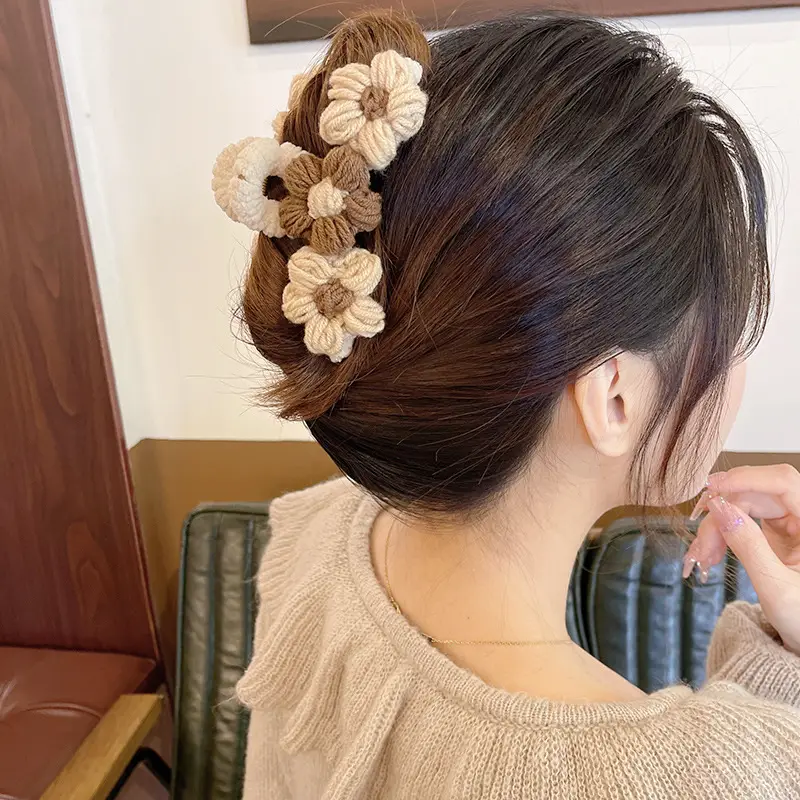 Woven Wool Hair Clips for Women Autumn Winter Large - Image 9