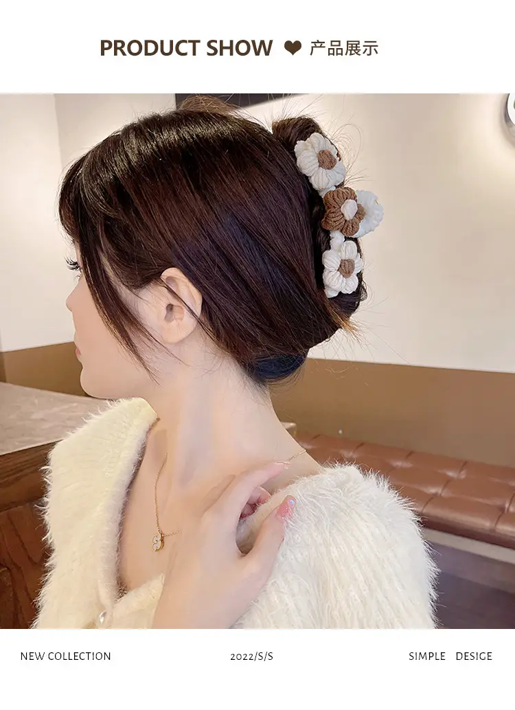 Woven Wool Hair Clips for Women Autumn Winter Large — feature 5