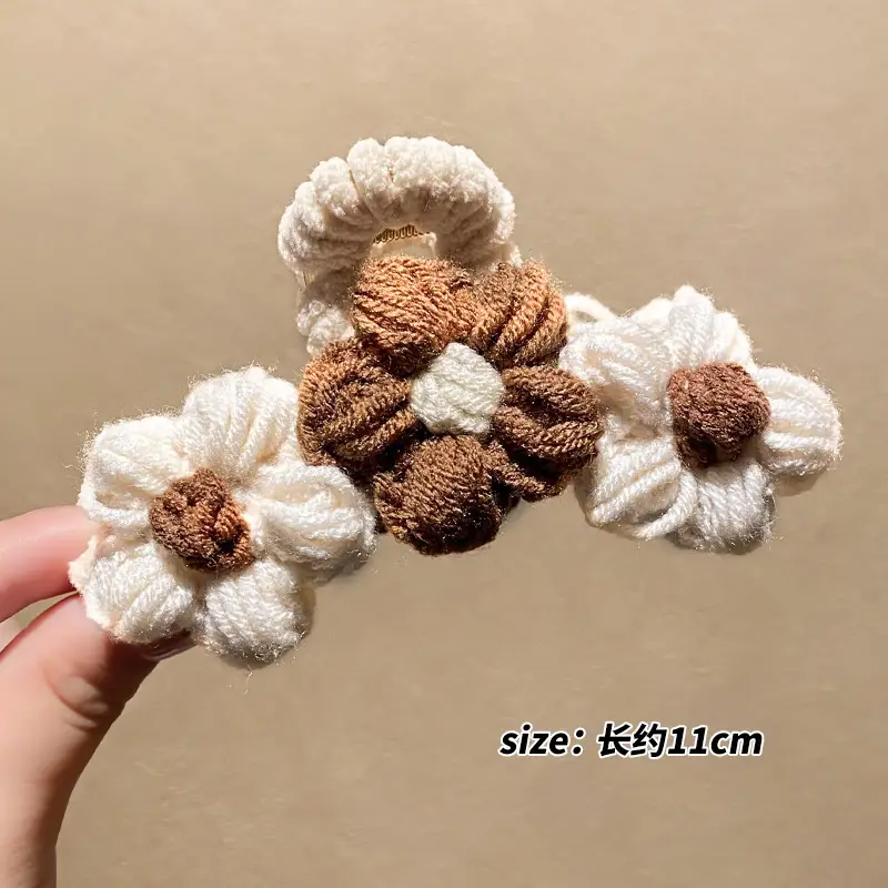 Woven Wool Hair Clips for Women Autumn Winter Large - Image 3