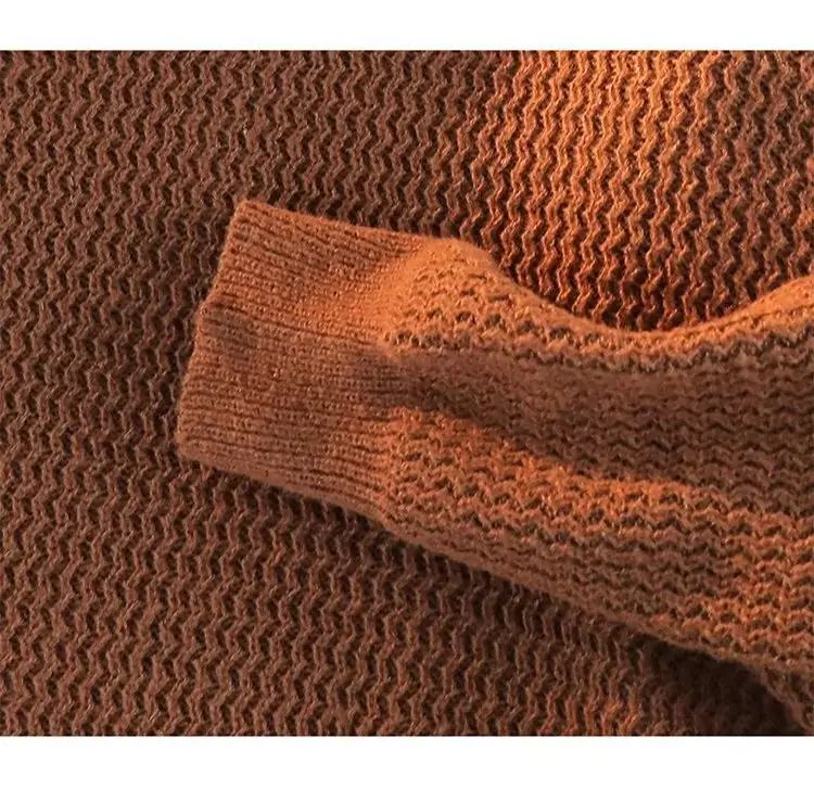 Men's Brown V-Neck Lapel Sweater Loose Fit — feature 24