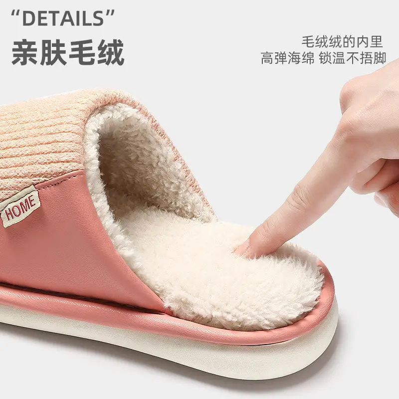 Women Winter Woolen Slippers Gray Non-Slip - Image 4