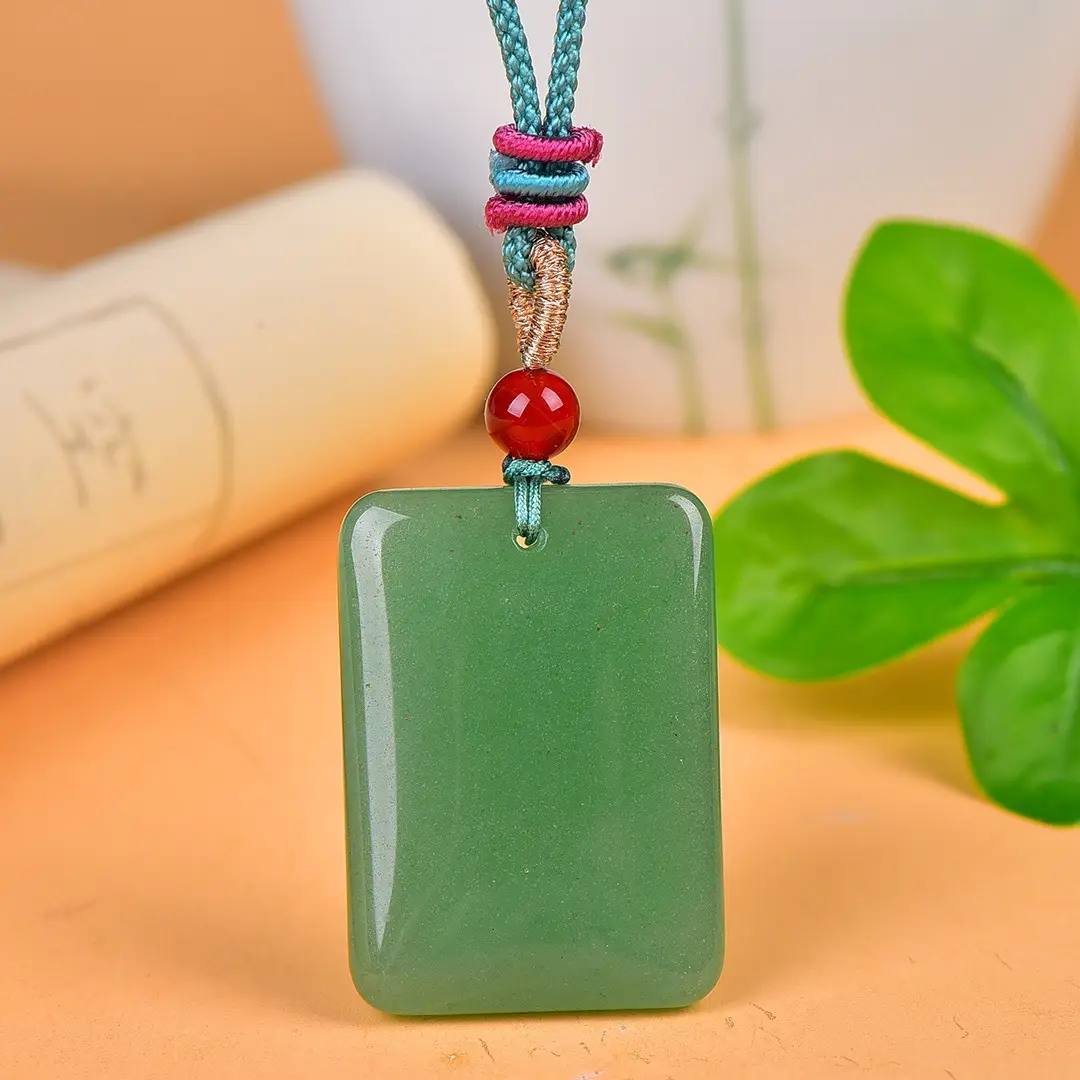 Dongling Jade Ping An Pai Necklace Green - Image 3