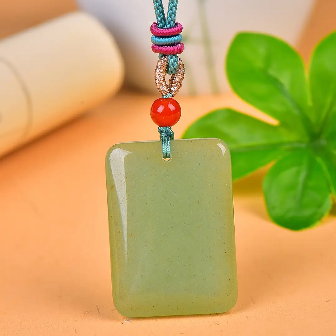 Dongling Jade Ping An Pai Necklace Green - Image 4