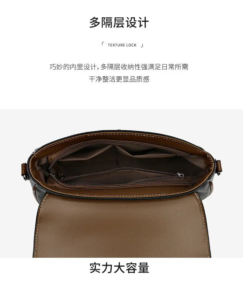 Women's Croc Leather Shoulder Bag Teal Brown — feature 10