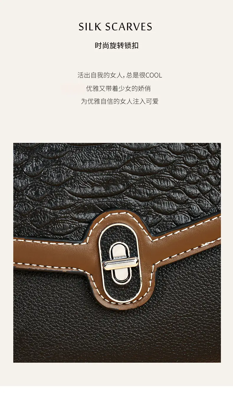 Women's Croc Leather Shoulder Bag Teal Brown — feature 6