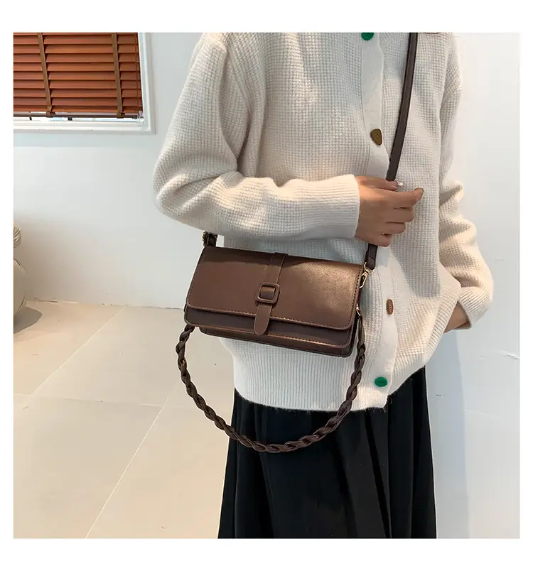 Black Braided Shoulder Messenger Bag for Women — feature 15