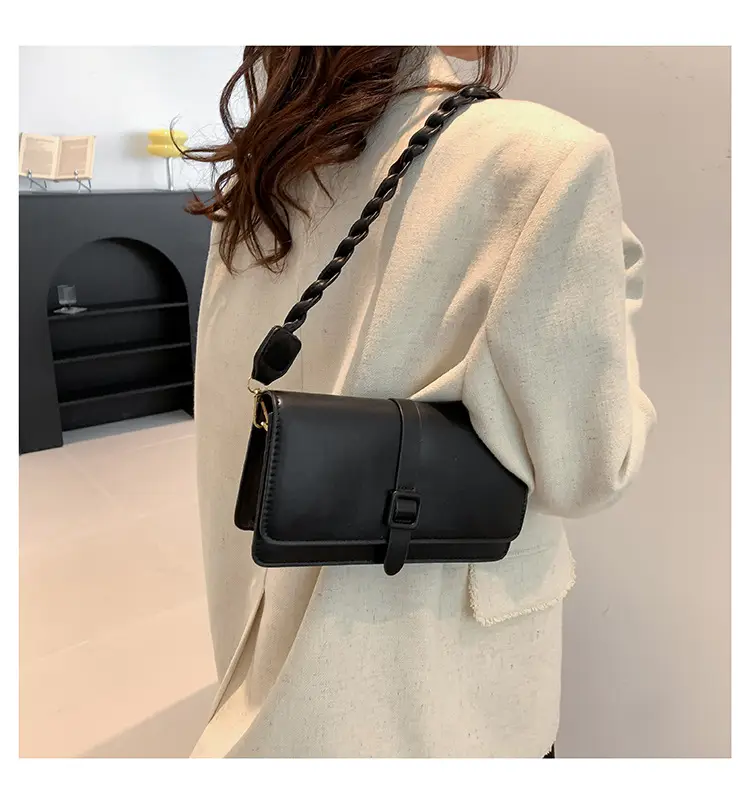 Black Braided Shoulder Messenger Bag for Women — feature 19