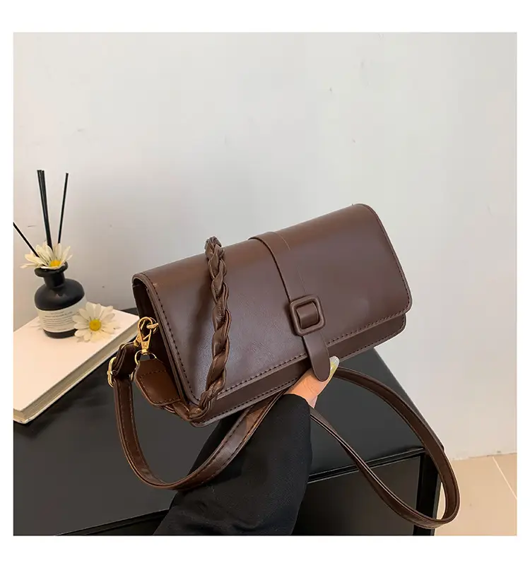 Black Braided Shoulder Messenger Bag for Women — feature 24