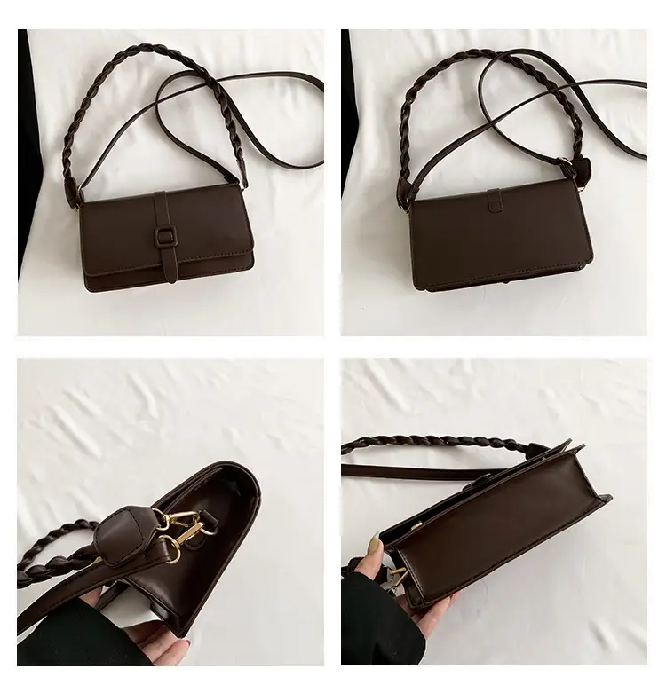 Black Braided Shoulder Messenger Bag for Women — feature 7
