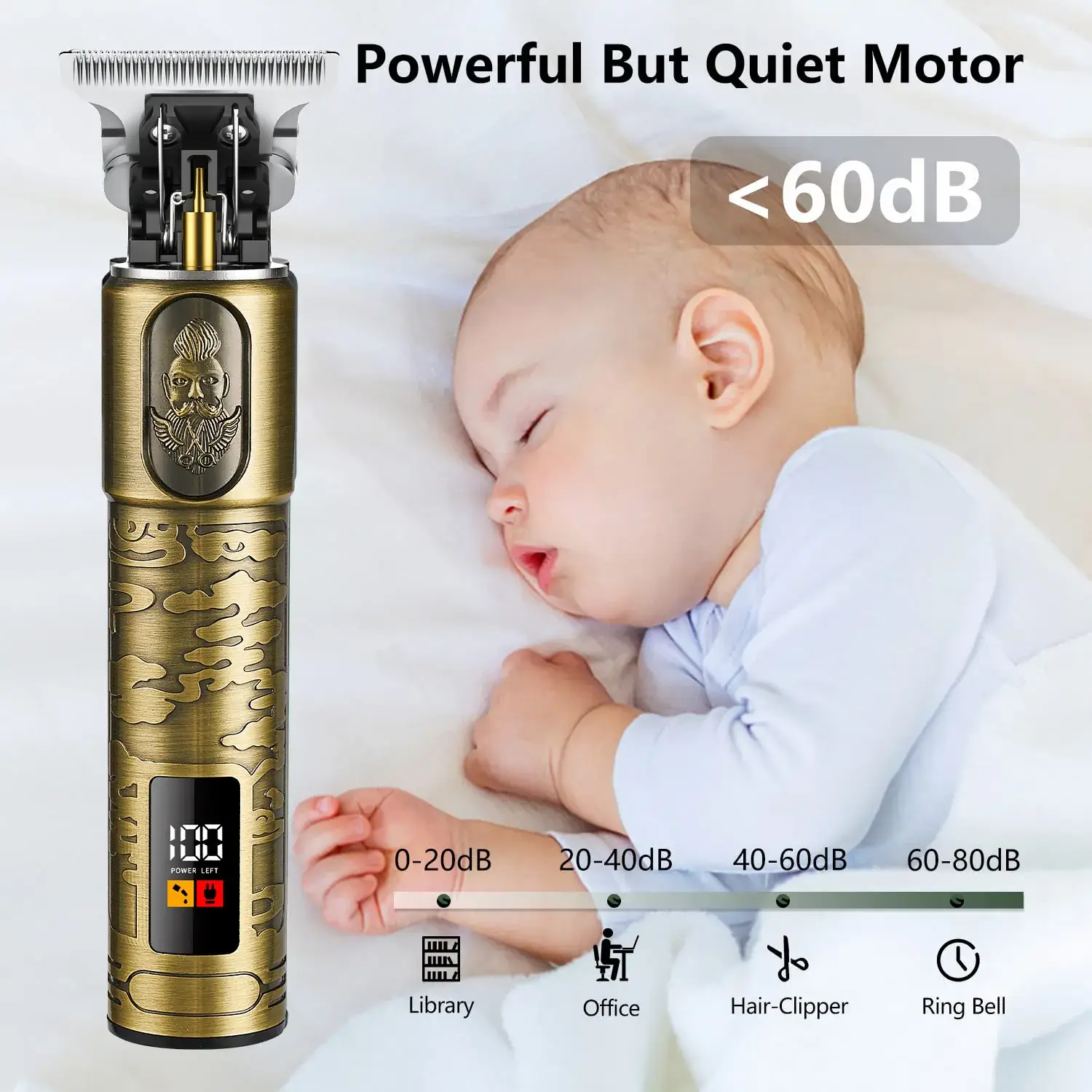 R-Type Gold Hair Clipper with Digital Display - Image 5
