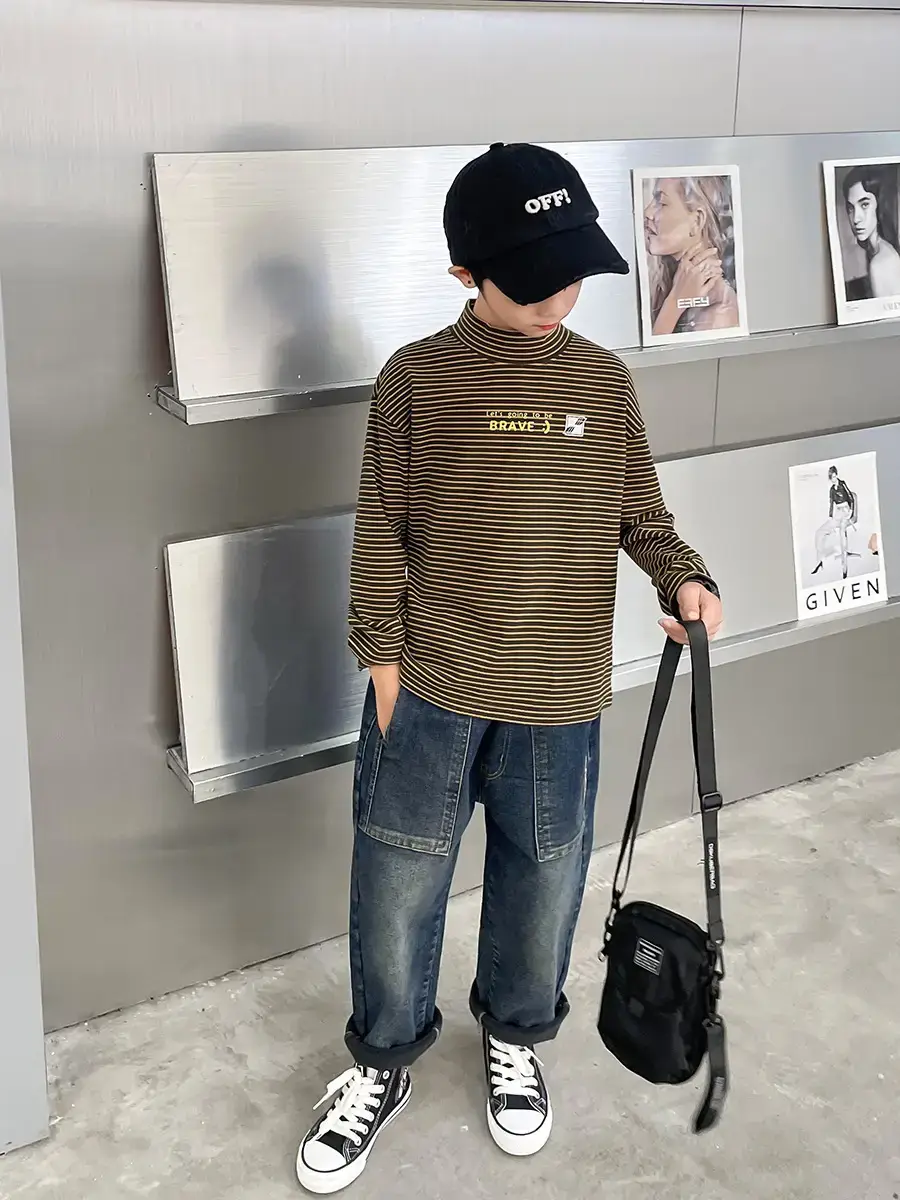 Haima Boys Striped Thermal Long Sleeve Shirt 25 AW - Image 5